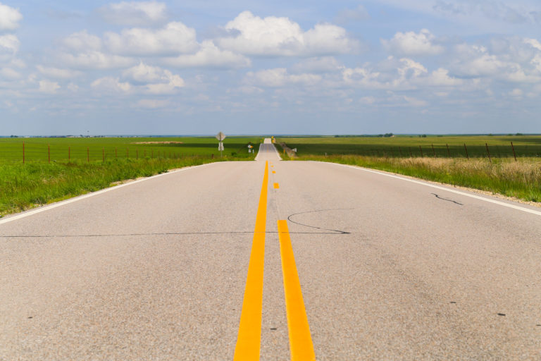 Image of an open road in the American Midwest