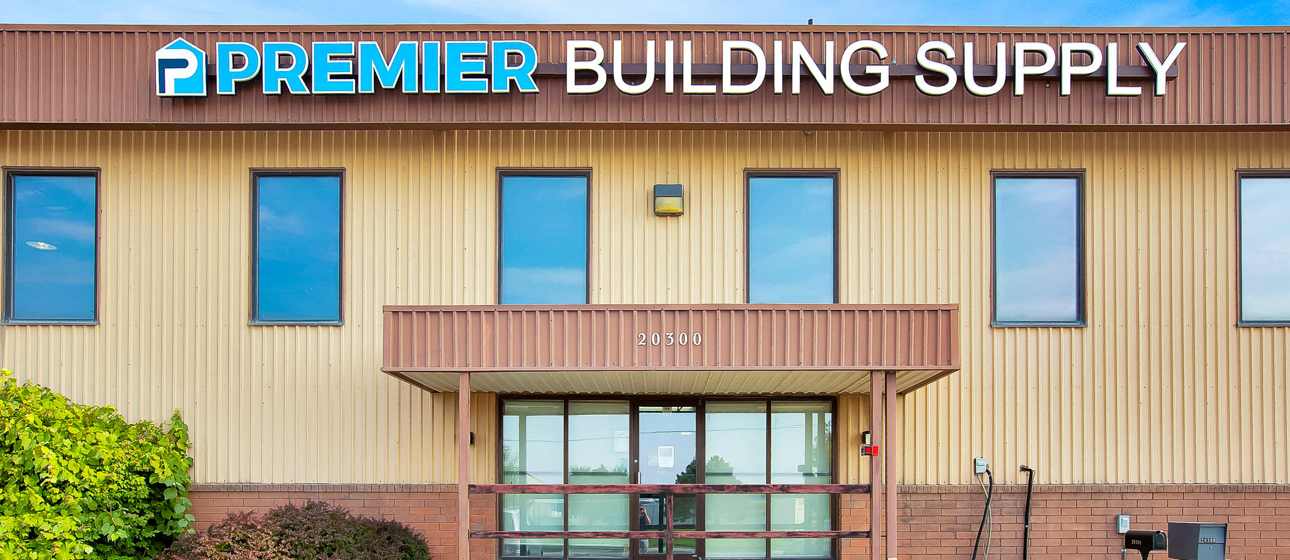 front of the Premier Building Supply facility
